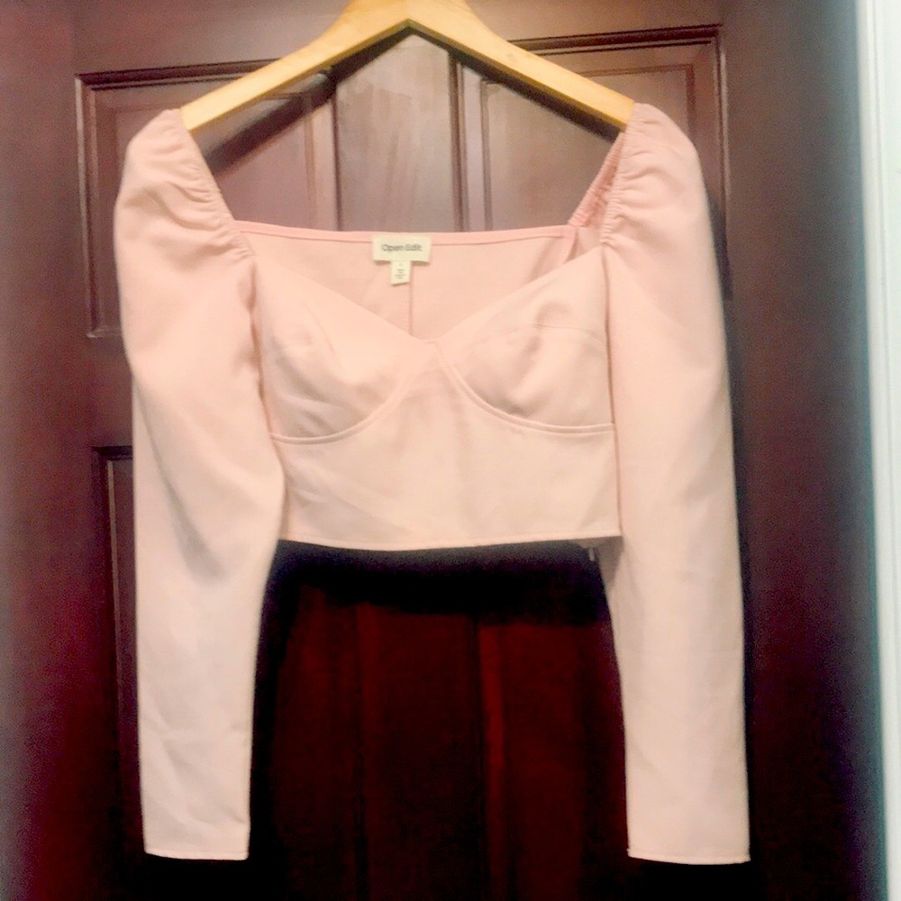NWT Nordstrom Open Edit Bustier long sleeve crop top